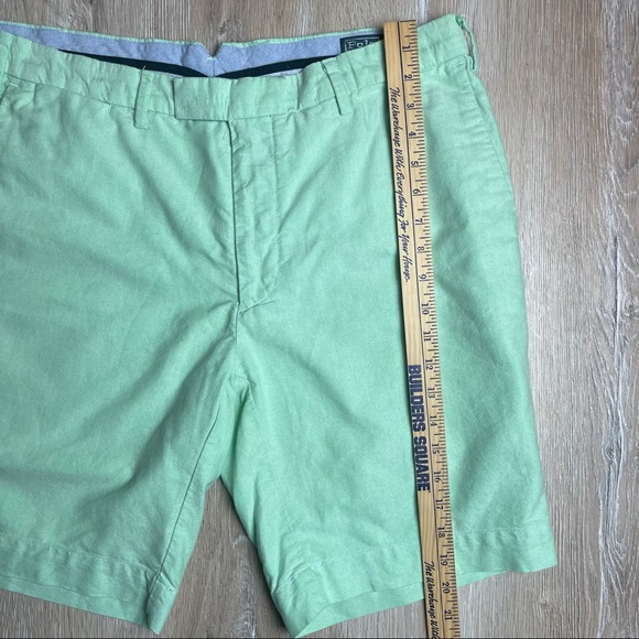 Polo Ralph Lauren MENS OXFORD khaki chino flat front shorts green SZ 35 - Picture 7 of 9